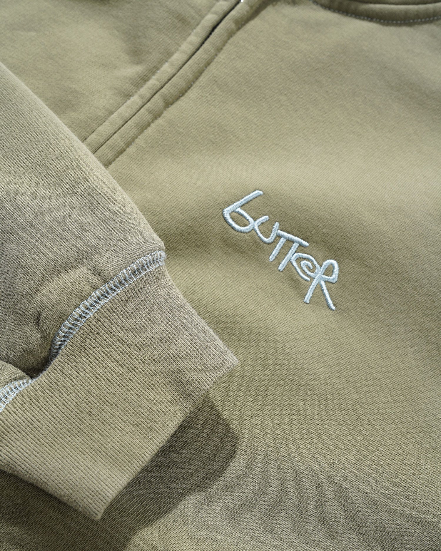 Trail Stitch Zip-Thru Hood, Washed Dull Army