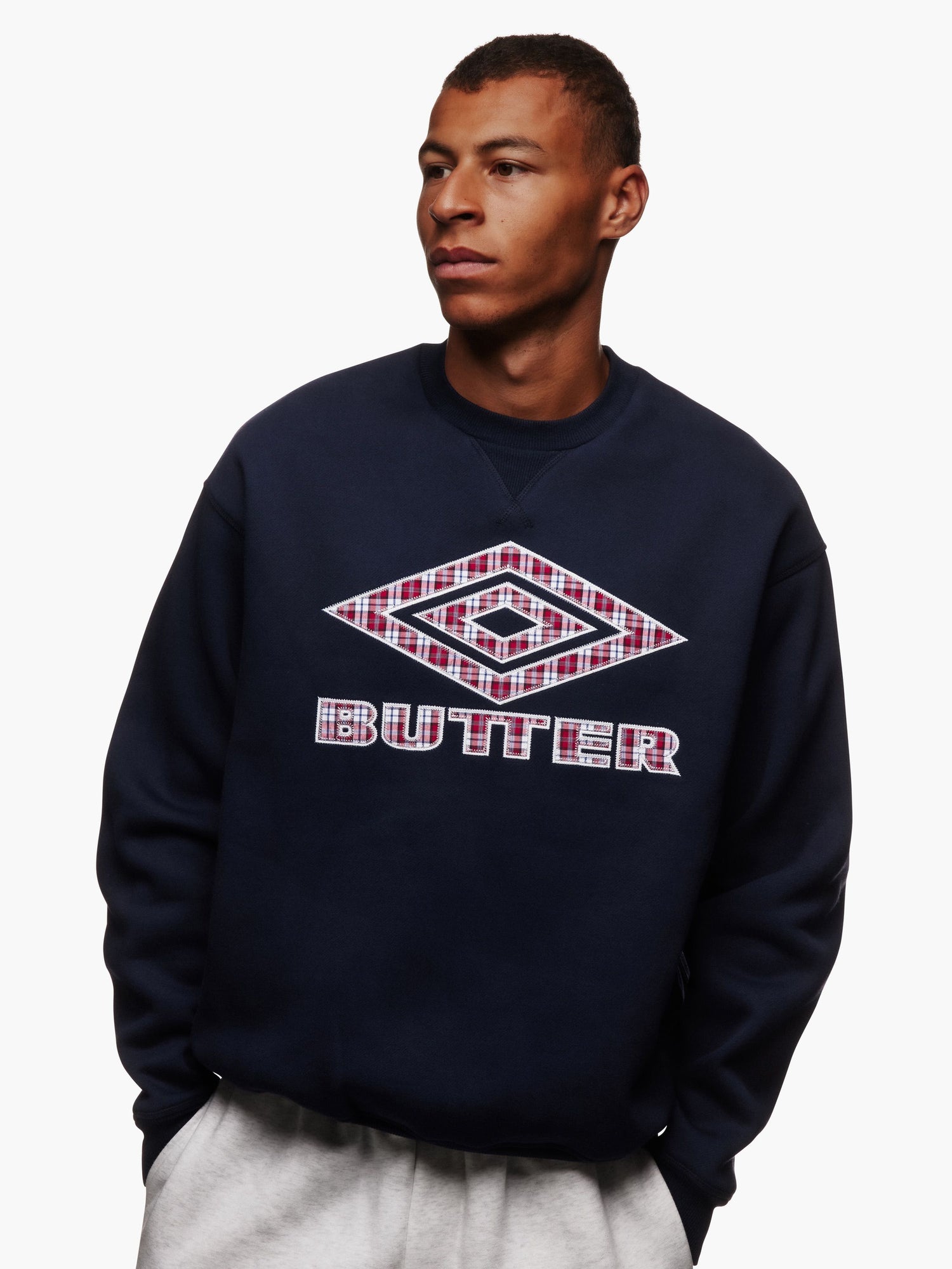 Diamond Applique Crewneck, Ash