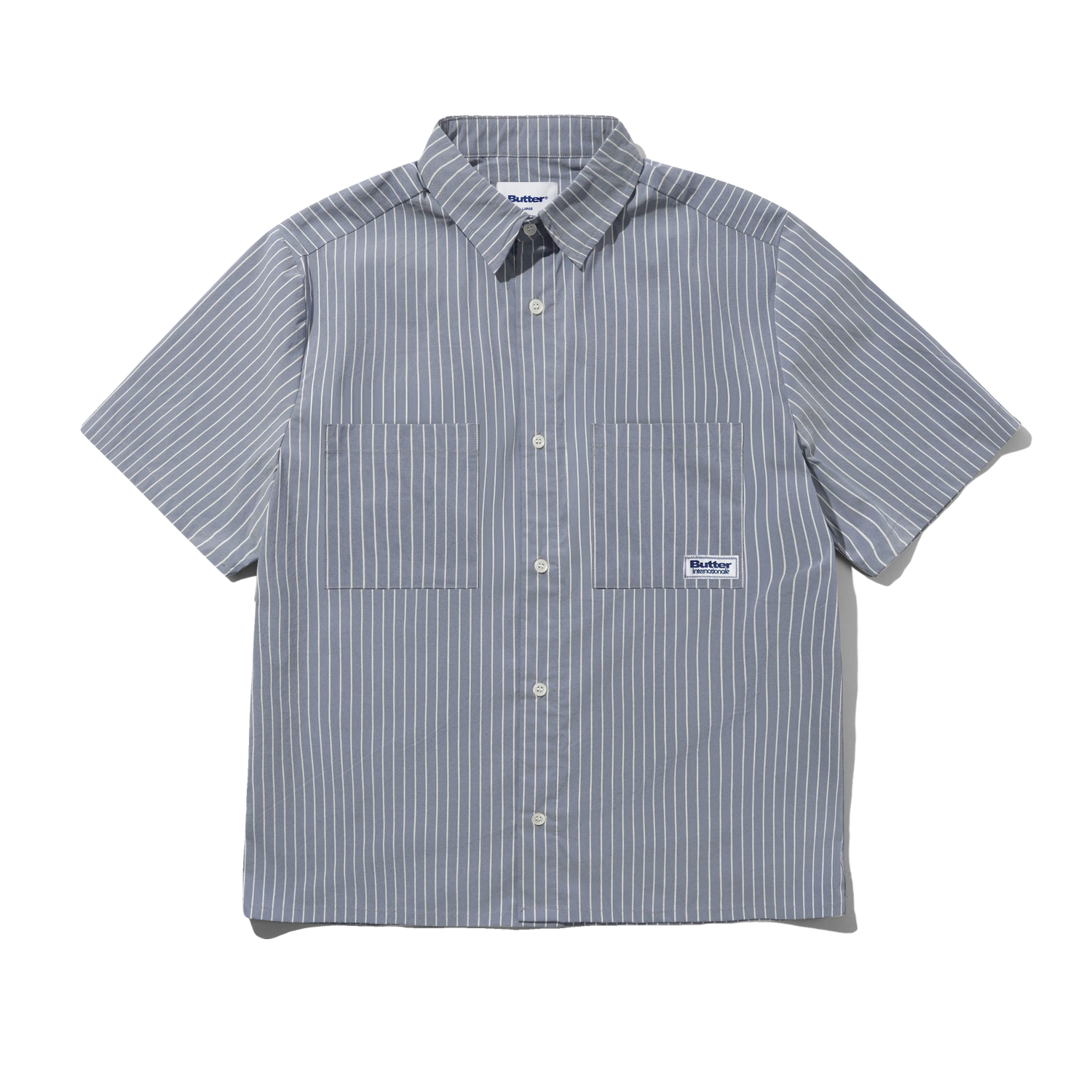 Vertical Stripe S/S Shirt, Stone Blue
