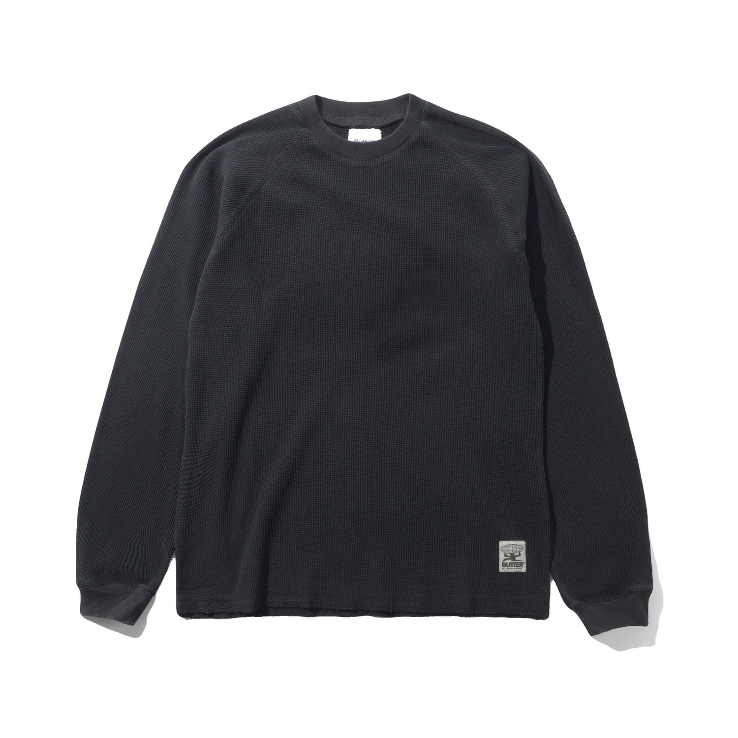 Waffle L/S Top, Washed Black