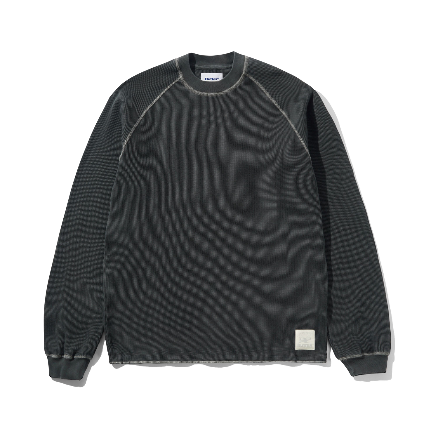Waffle L/S Top, Washed Black