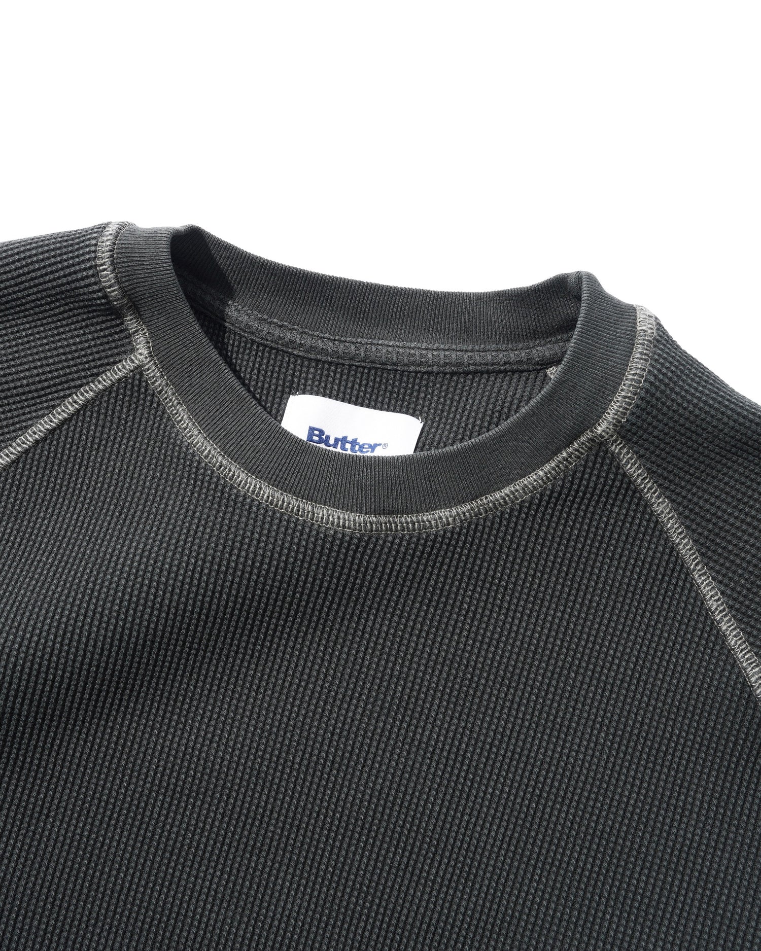 Waffle L/S Top, Washed Black