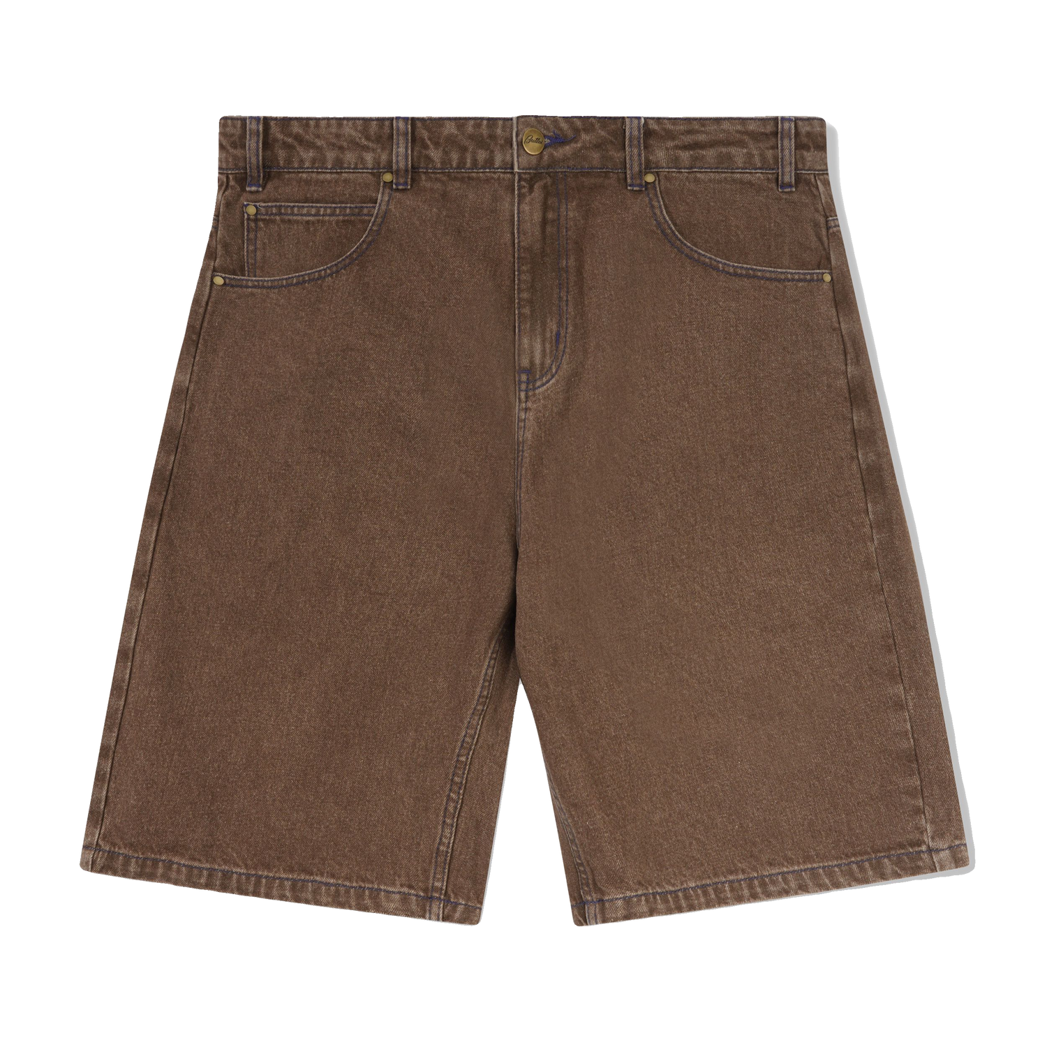 Warped Denim Shorts, Washed Brown