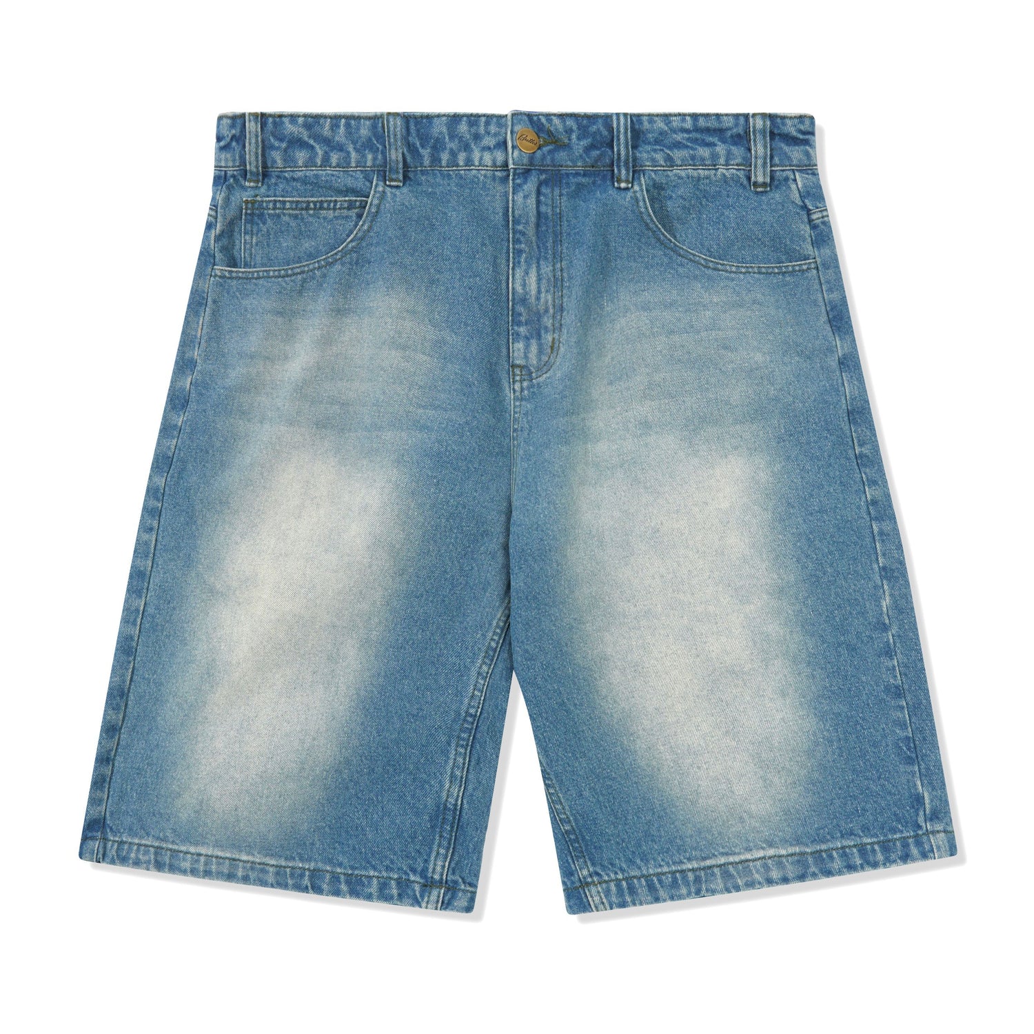 Warped Denim Shorts, Washed Mid Blue