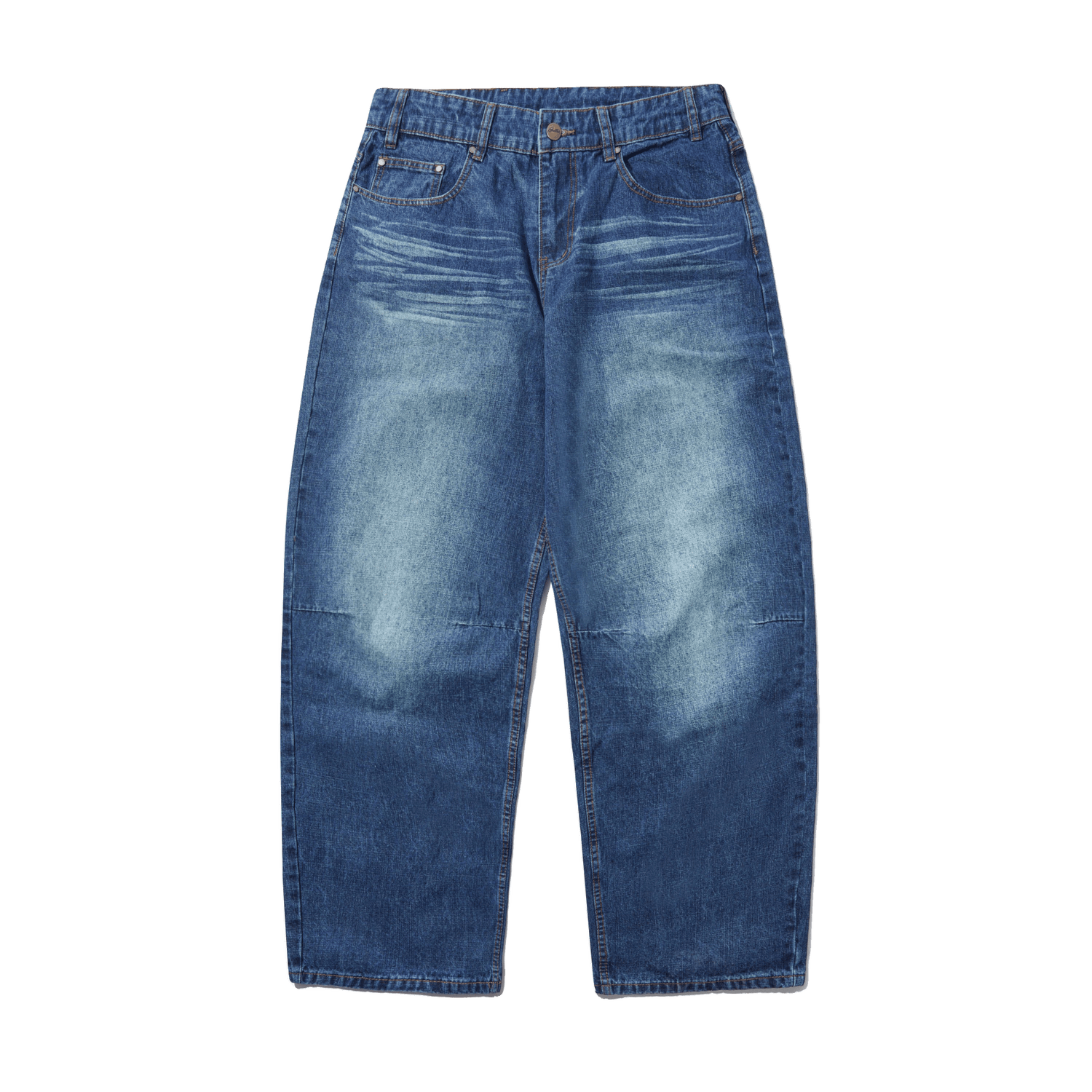 Wide Cut Denim Jeans, Dark Blue Slub