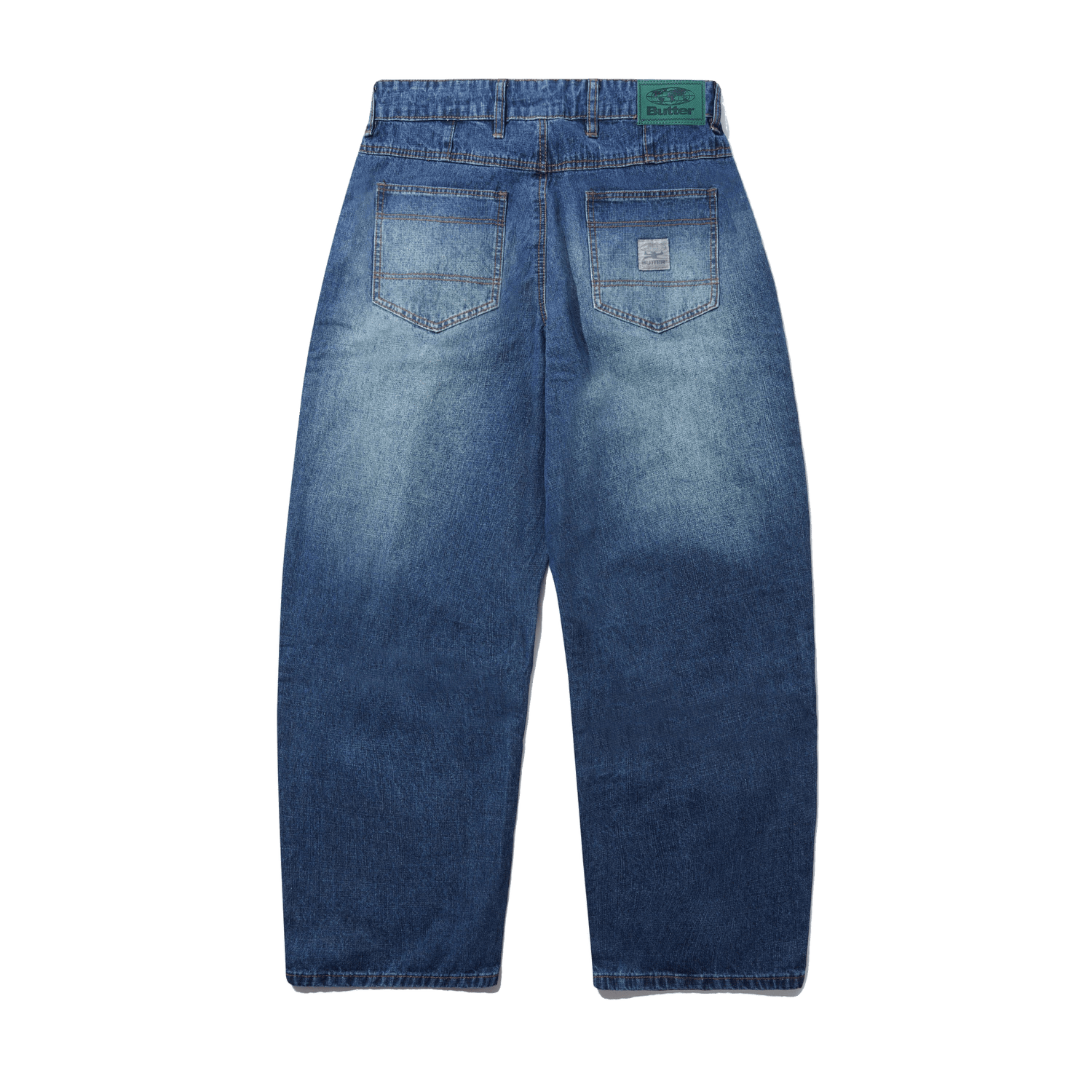 Wide Cut Denim Jeans, Dark Blue Slub