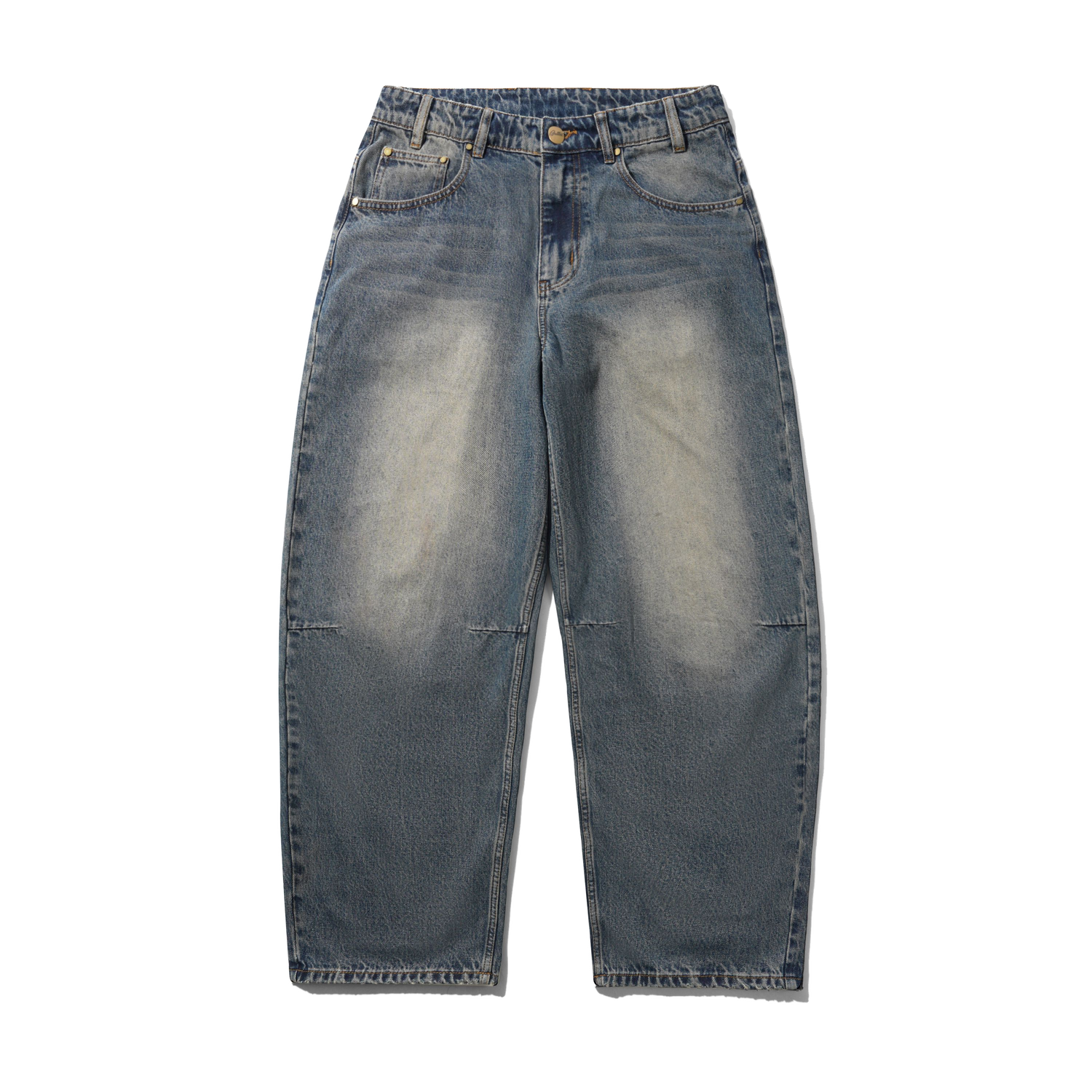 Wide Cut Denim Jeans, Dirty Wash Indigo