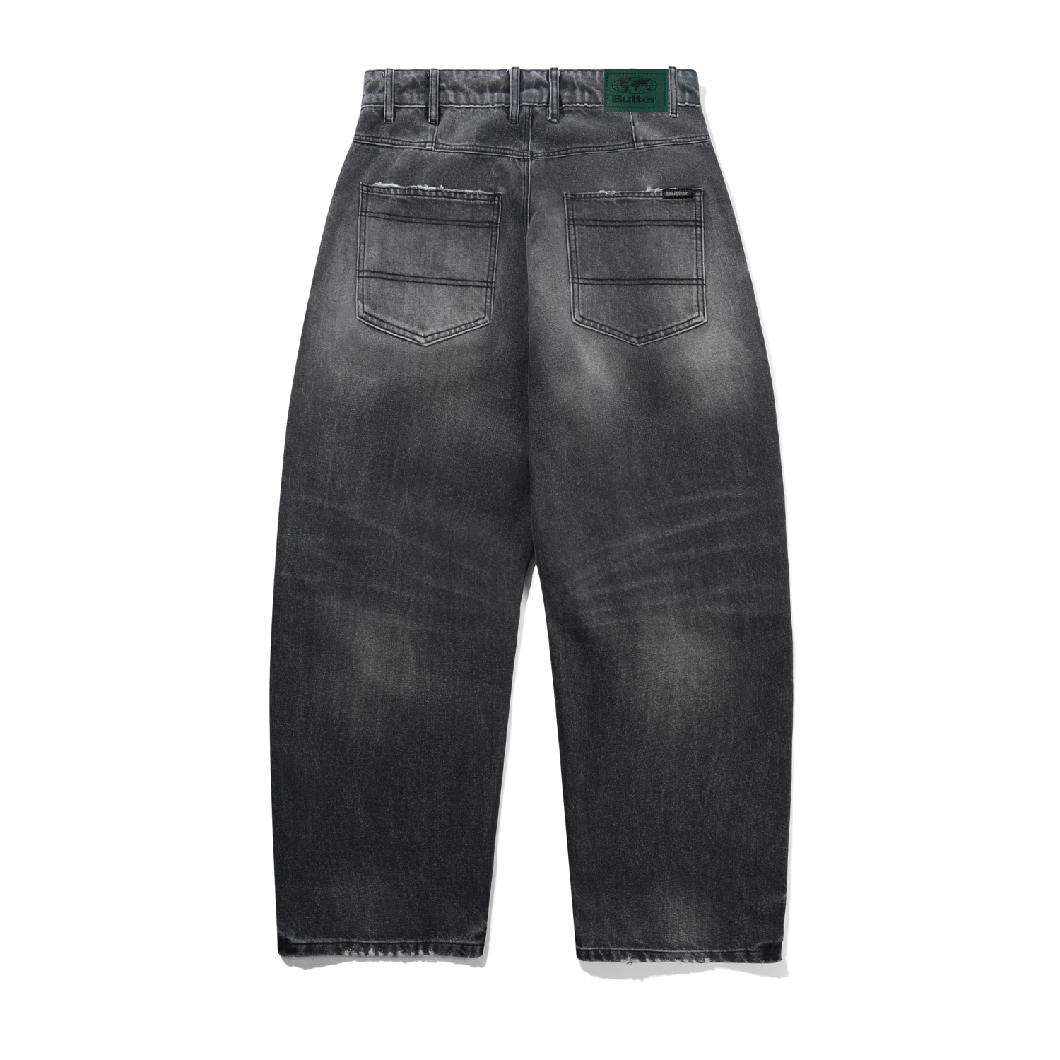 Wide Cut Denim Jeans, Distressed Grey