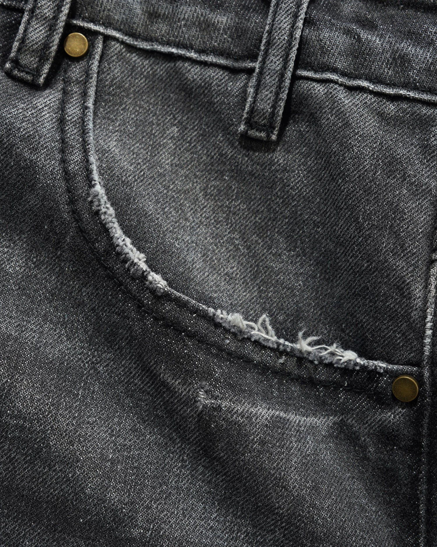 Wide Cut Denim Jeans, Distressed Grey
