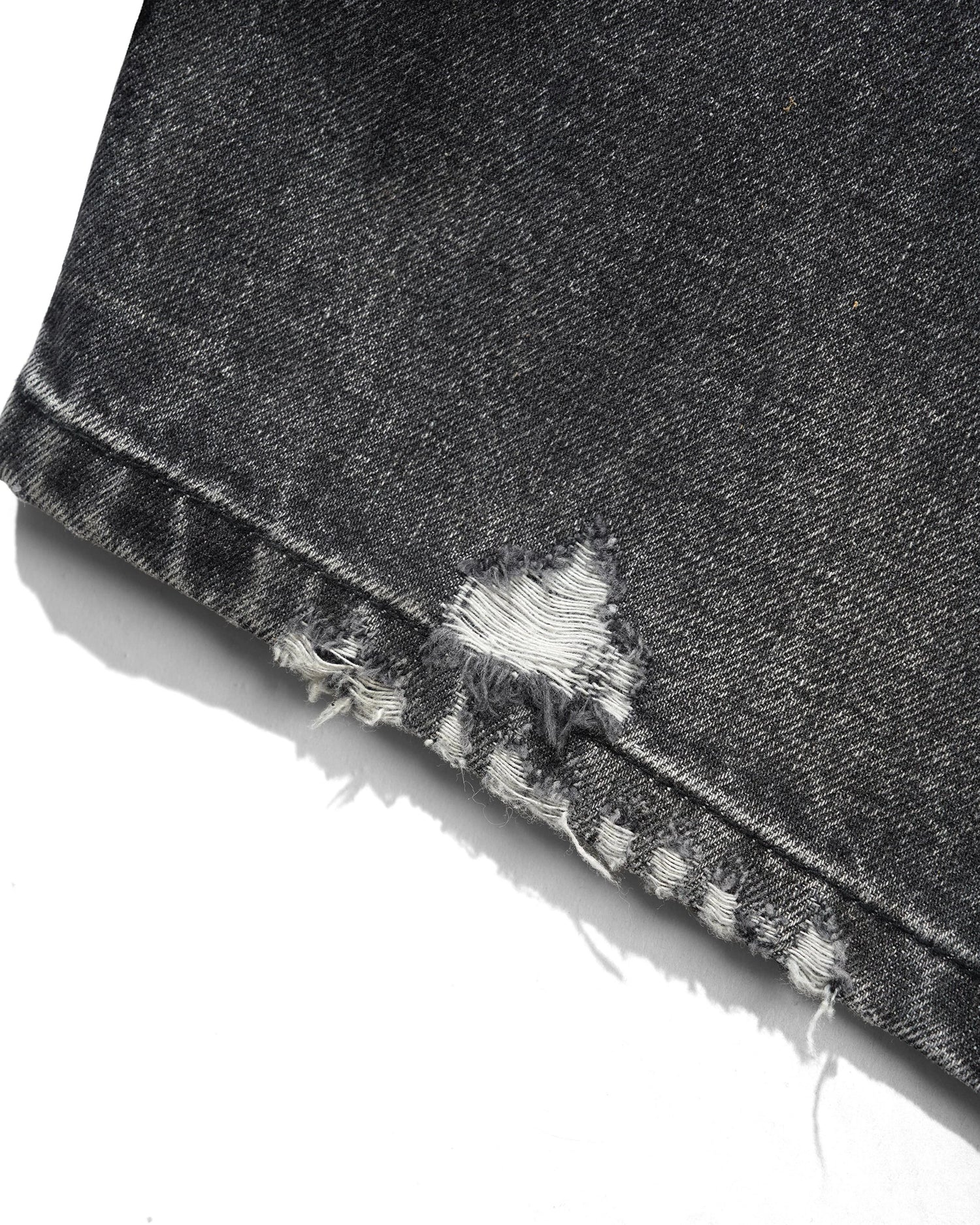 Wide Cut Denim Jeans, Distressed Grey