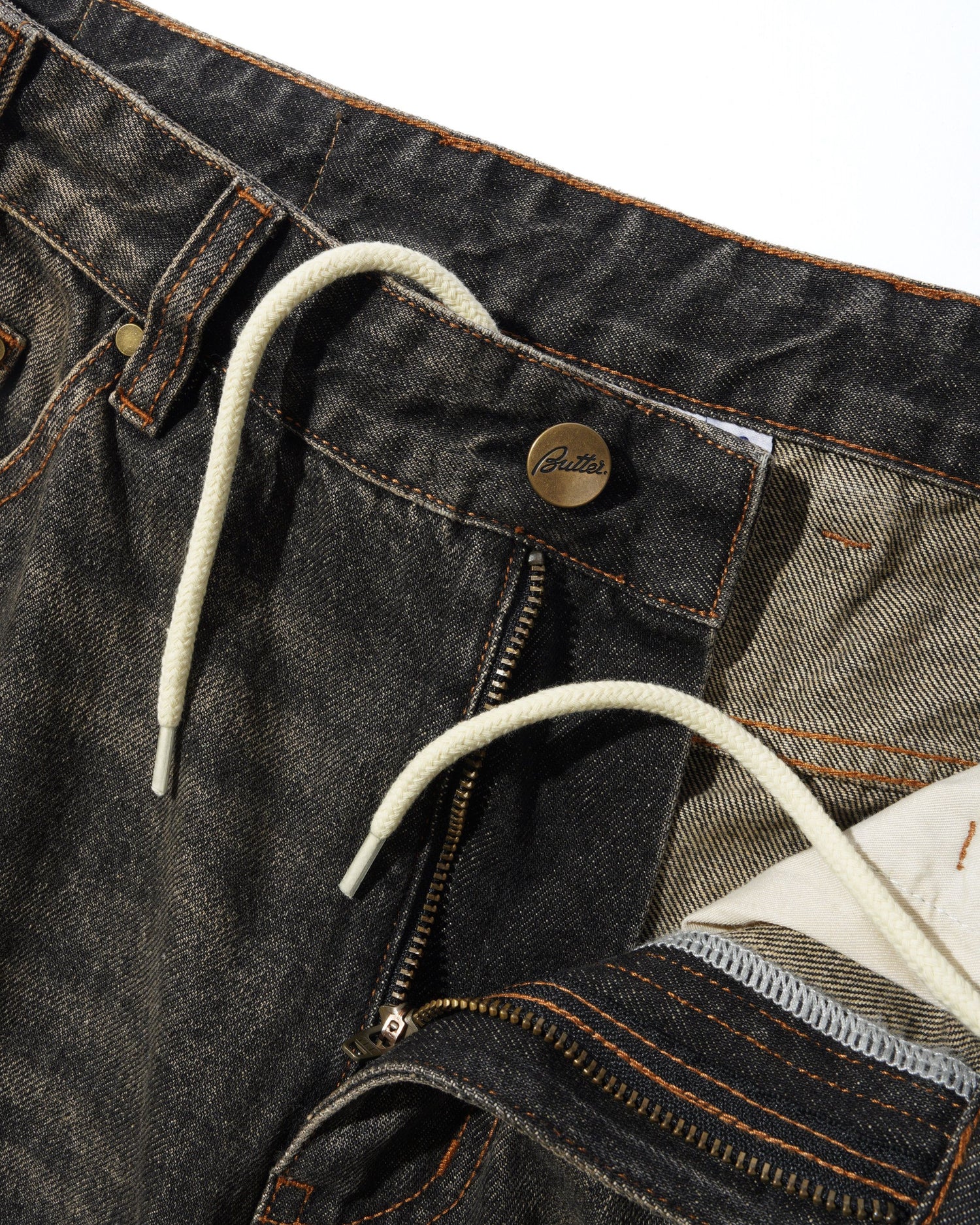 Wide Cut Denim Jeans, Faded Brown Wash
