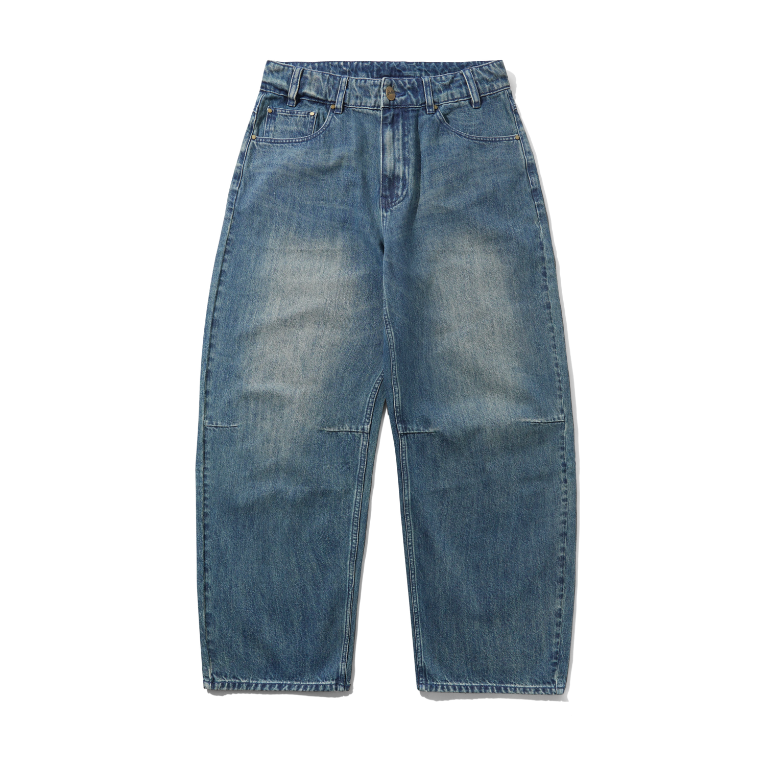 Wide Cut Denim Jeans, Faded Work Blue