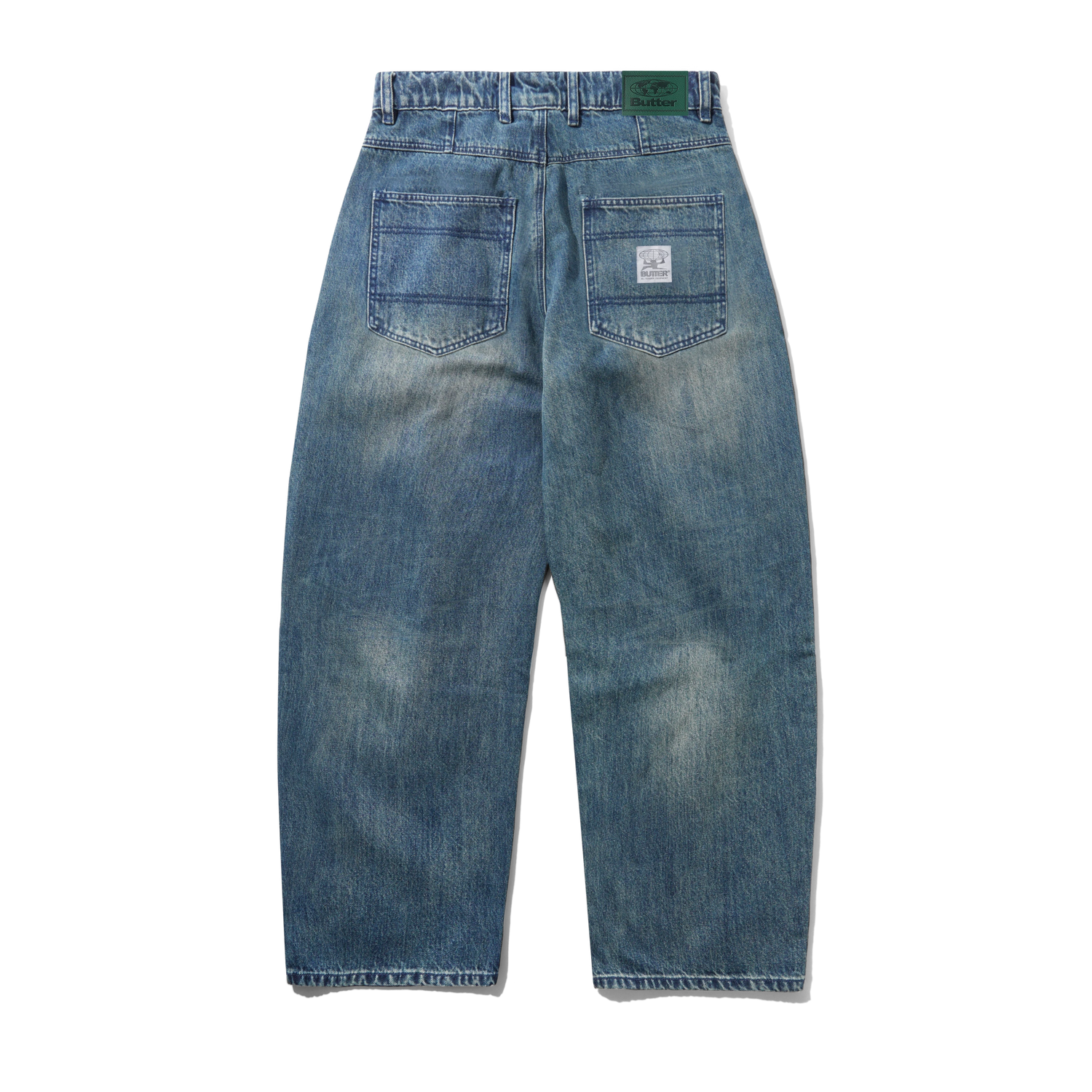 Wide Cut Denim Jeans, Faded Work Blue