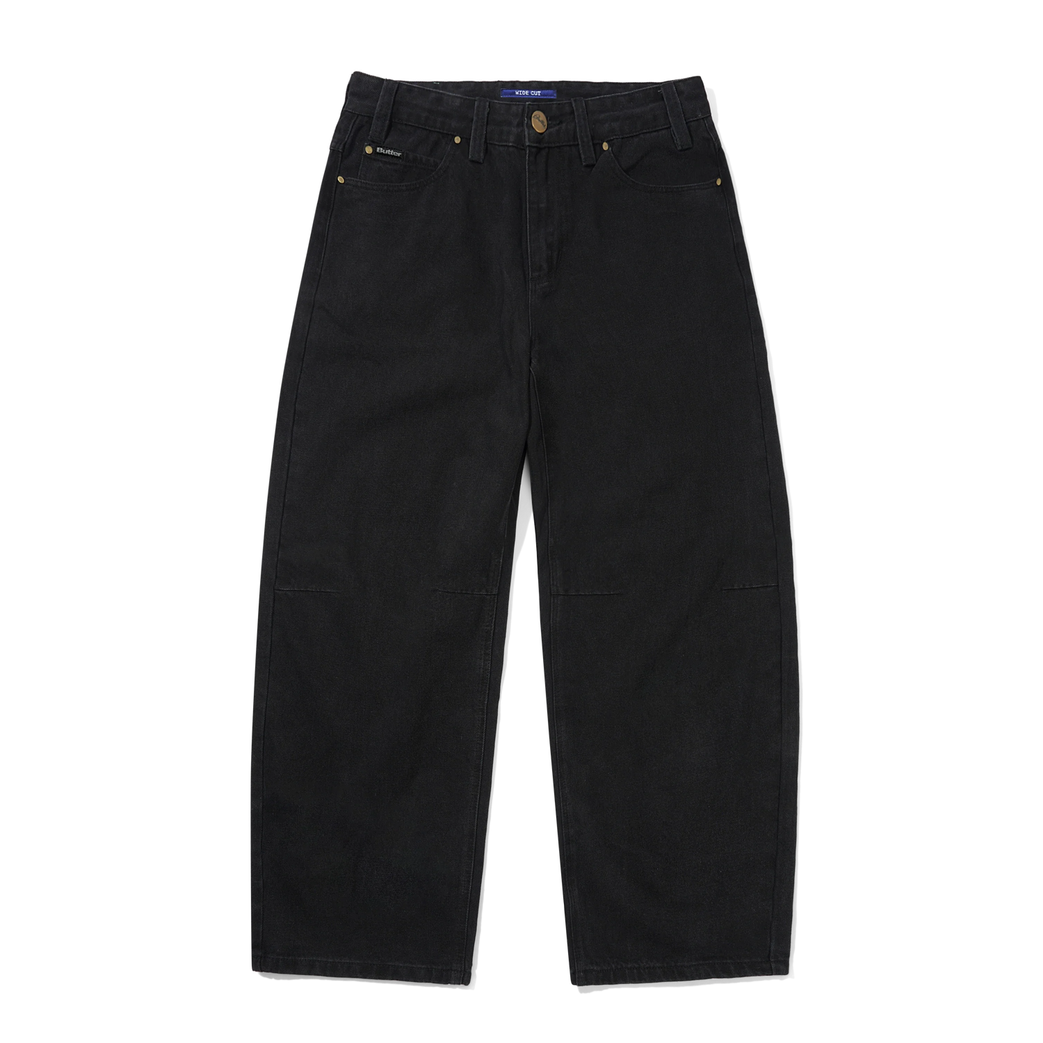 Wide Cut Denim Jeans, Flat Black