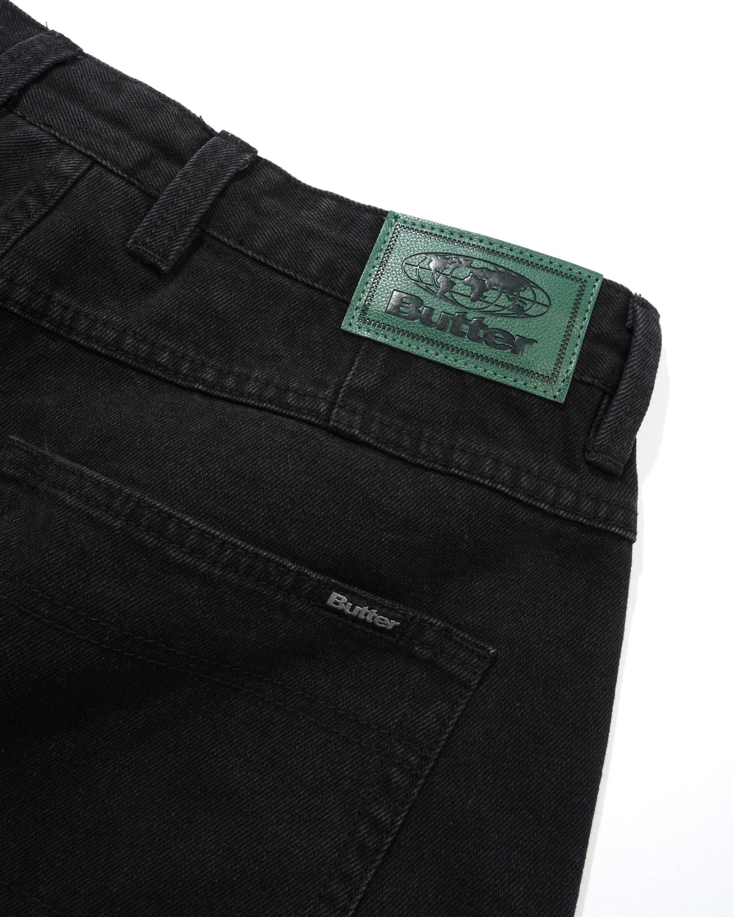 Wide Cut Denim Jeans, Flat Black