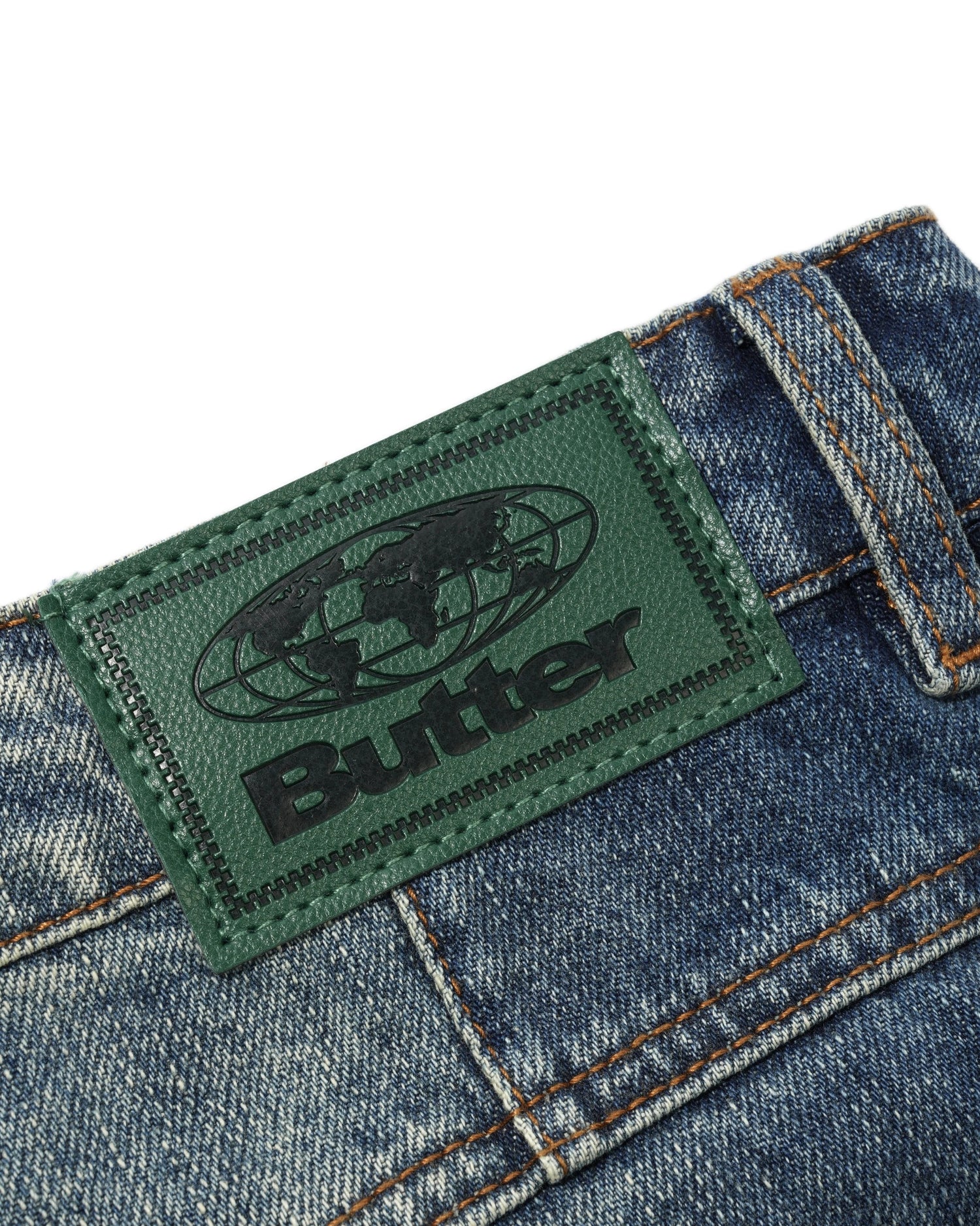 Wide Cut Denim Jeans, Mid Streaky Blue