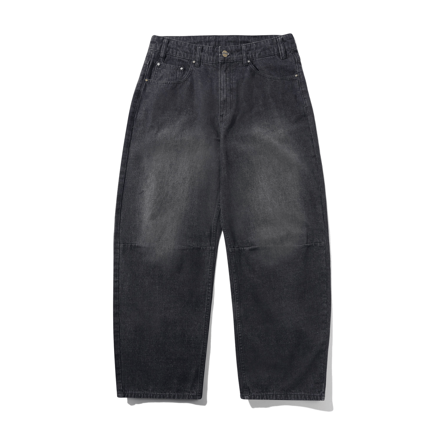 Wide Cut Denim Jeans, Streaky Black Wash