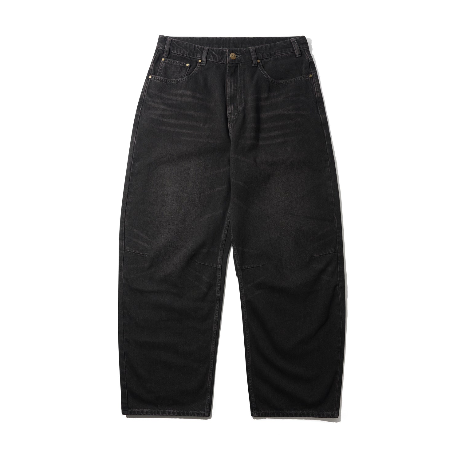 Wide Cut Denim Jeans, Tinted Black
