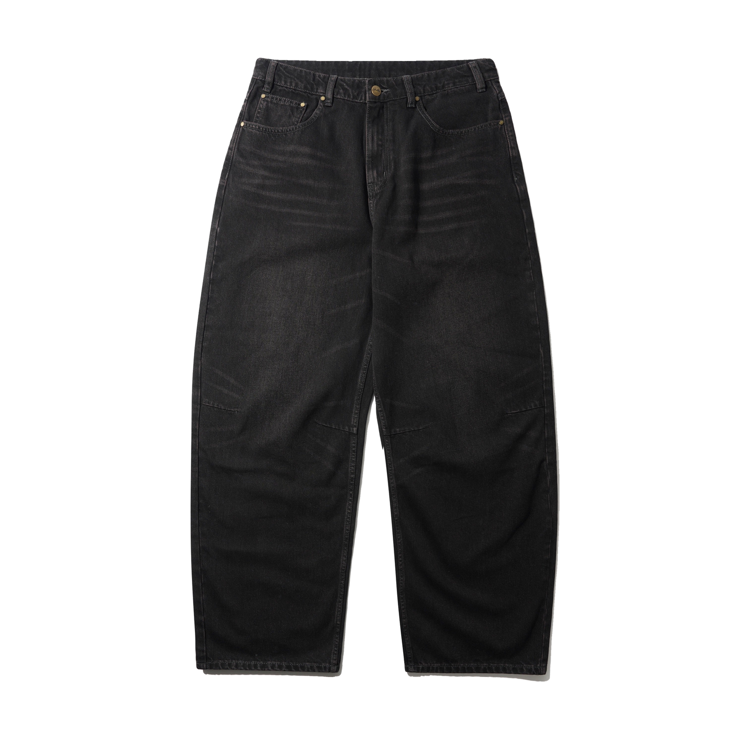 Wide Cut Denim Jeans, Tinted Black