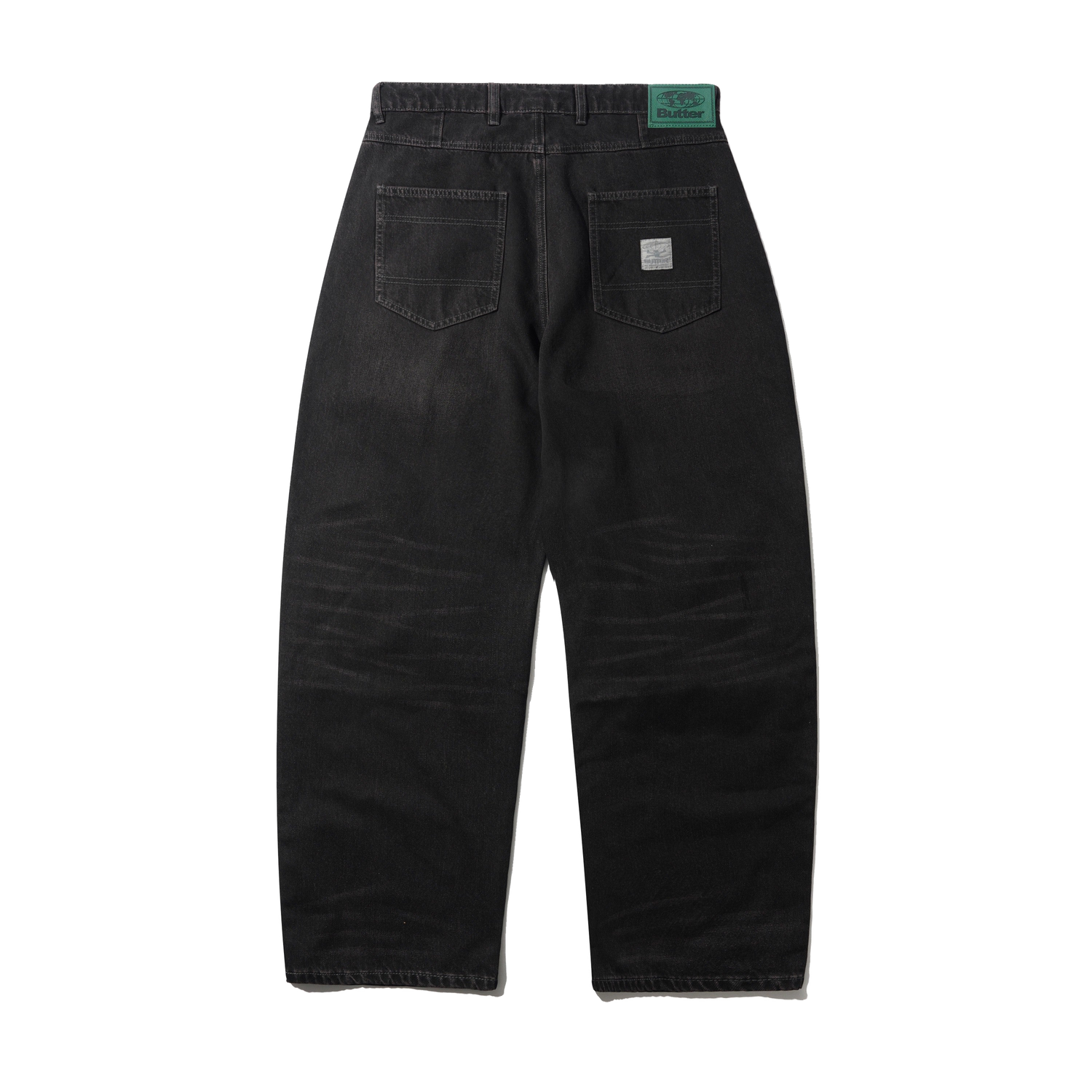 Wide Cut Denim Jeans, Tinted Black