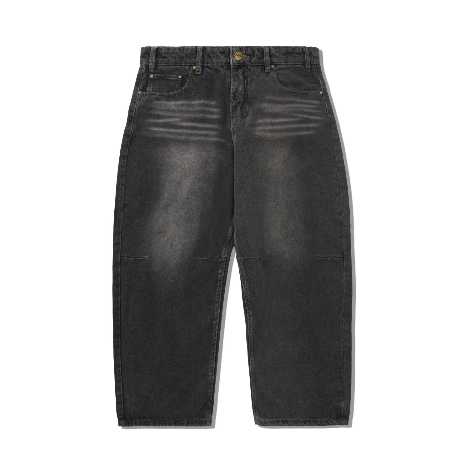 Wide Cut Denim Jeans, Washed Black