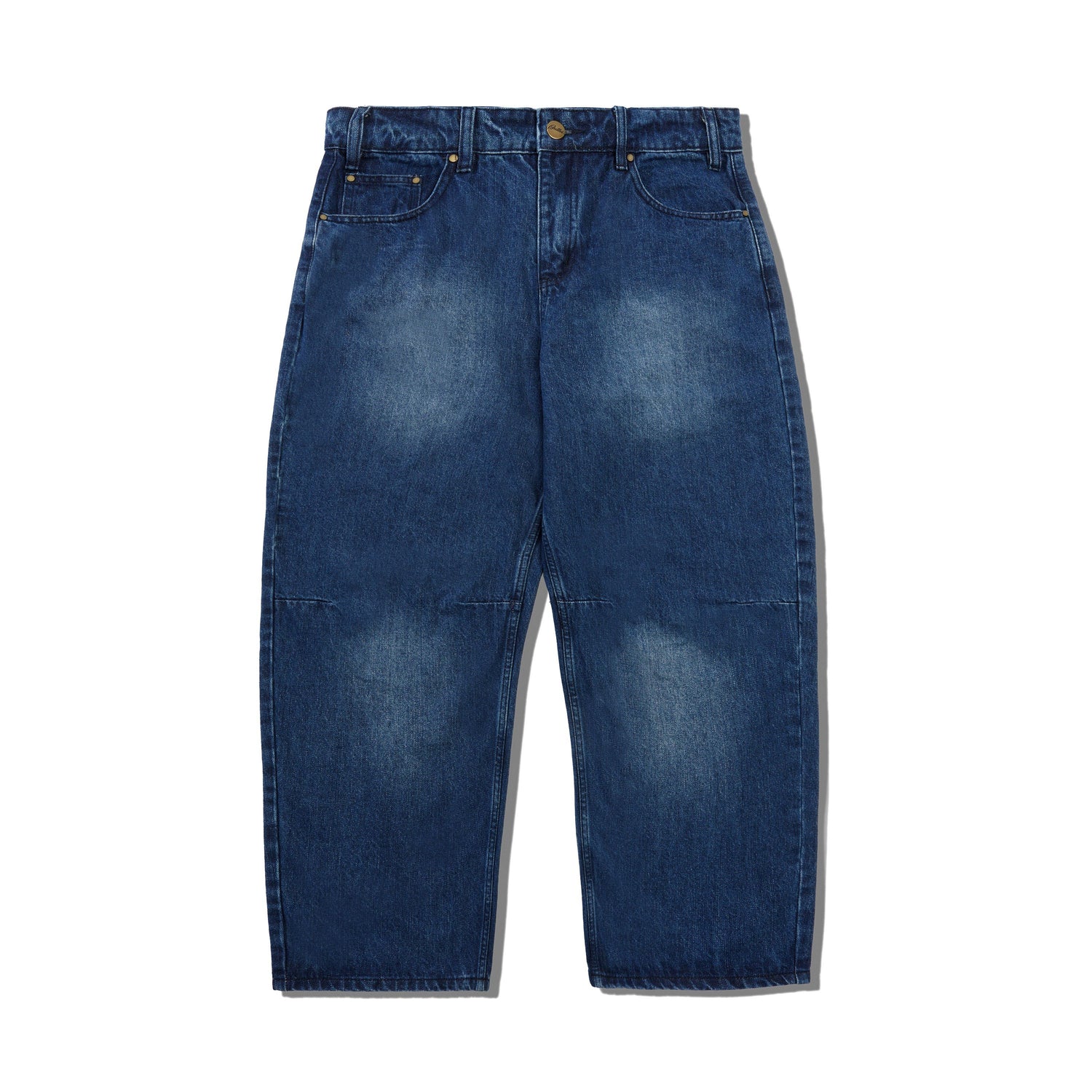 Wide Cut Denim Jeans, Washed Slub Blue