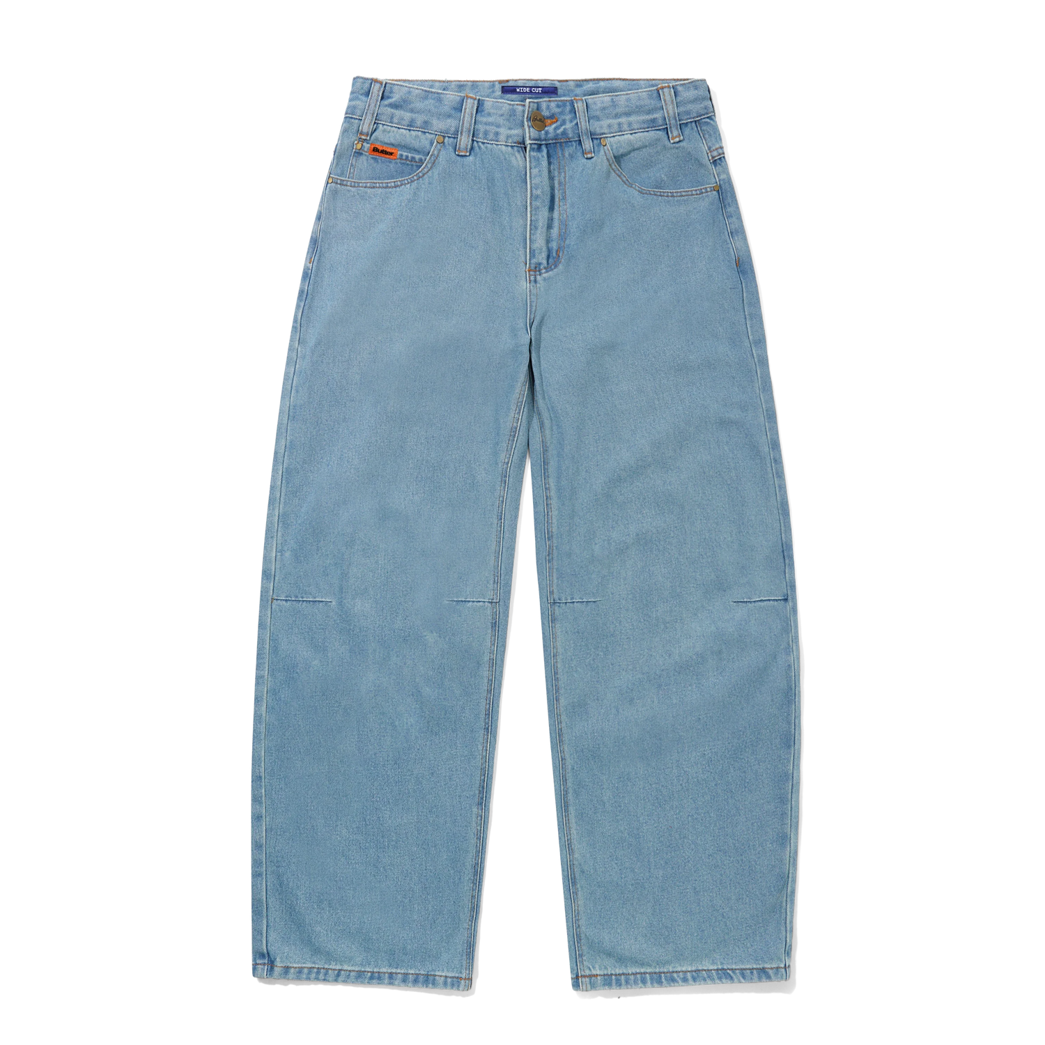 Wide Cut Denim Jeans, Washed Indigo