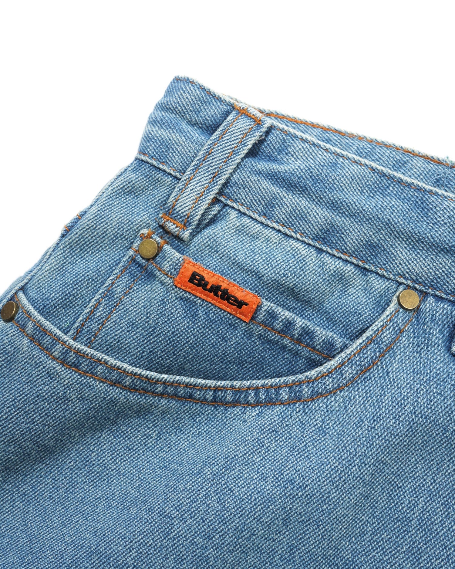 Wide Cut Denim Jeans, Washed Indigo