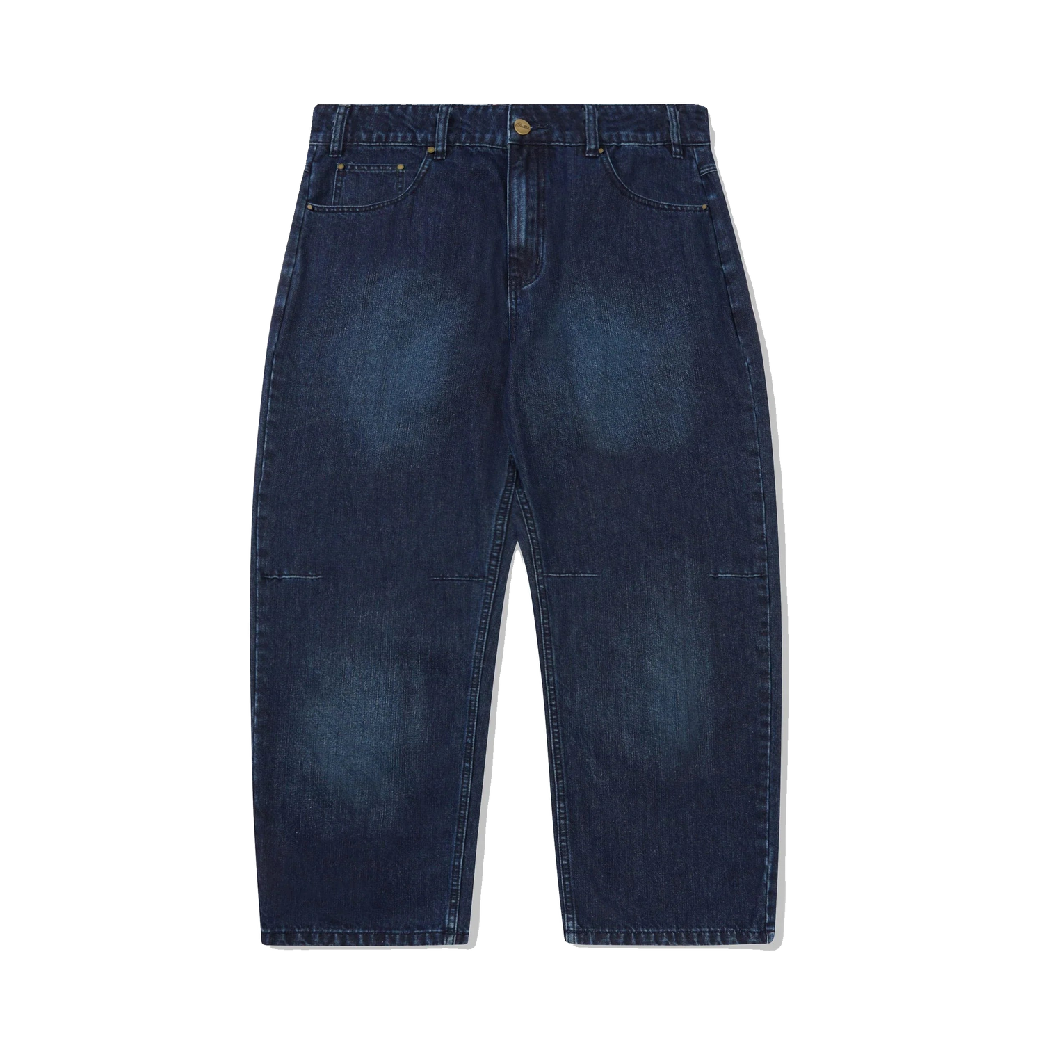 Wide Cut Denim Jeans, Washed Slub Blue