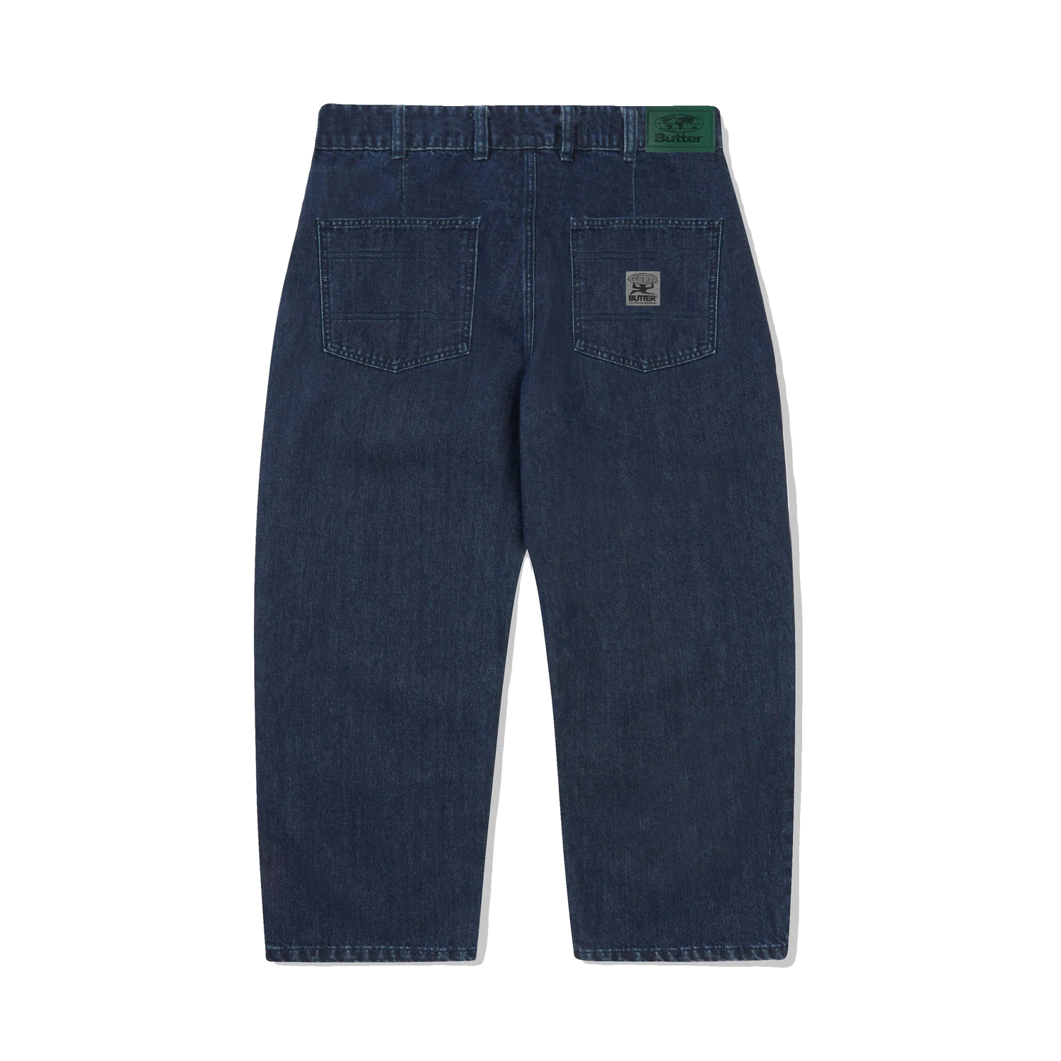 Wide Cut Denim Jeans, Washed Slub Blue