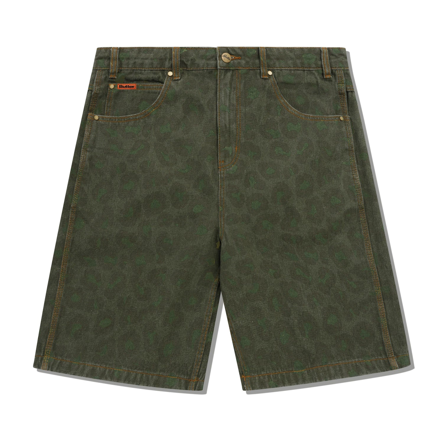 Leopard Denim Shorts, Army