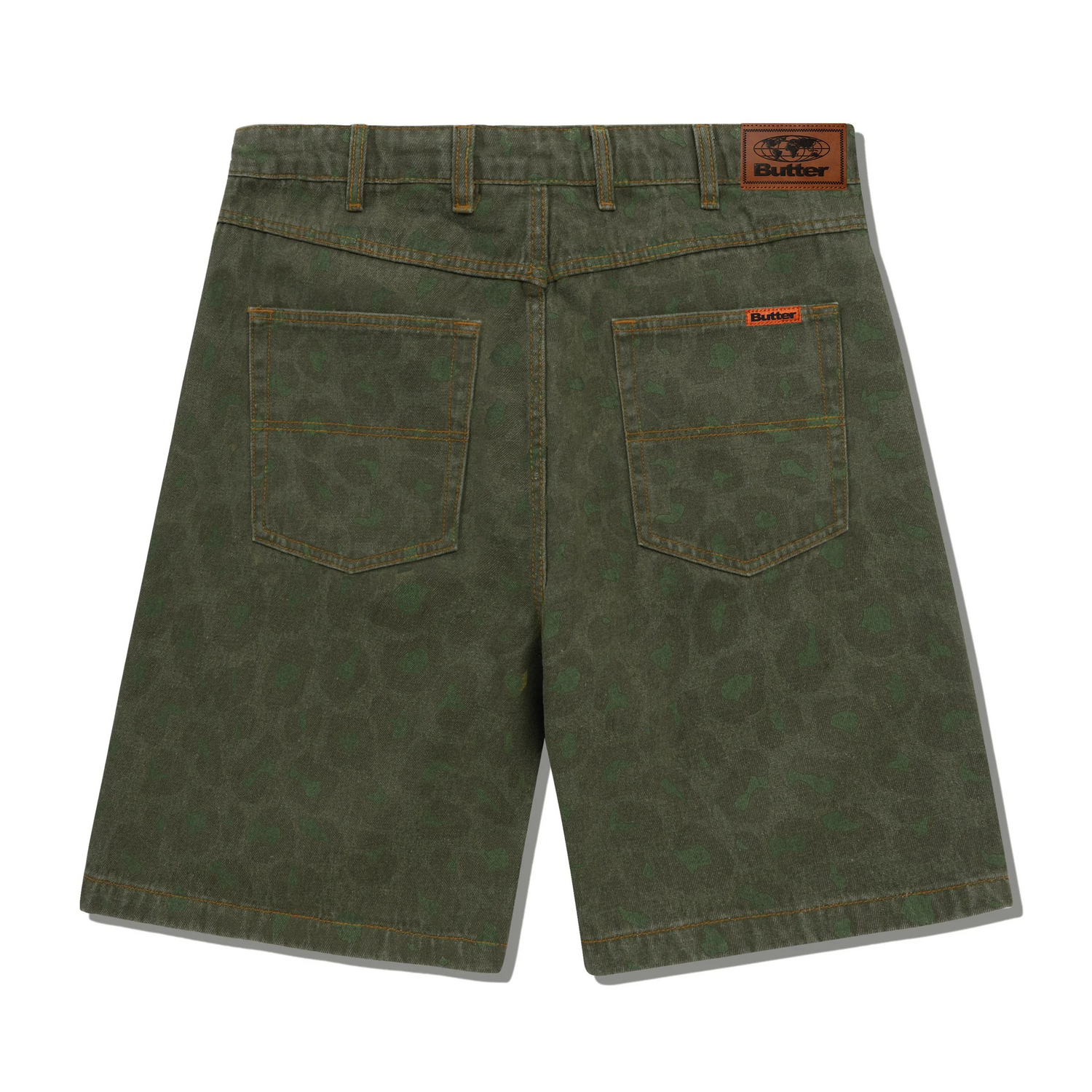 Leopard Denim Shorts, Army