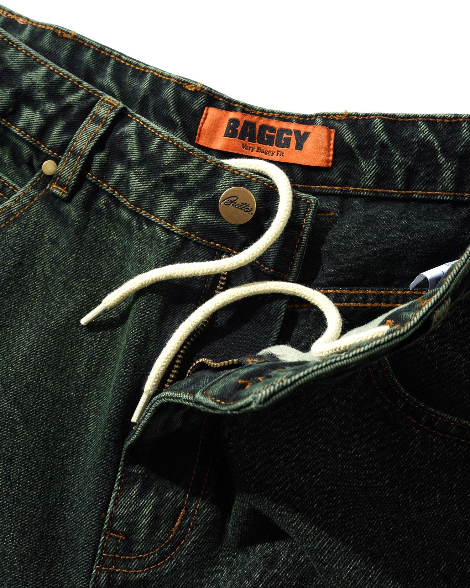 Lock Baggy Denim Jeans, Washed Ivy