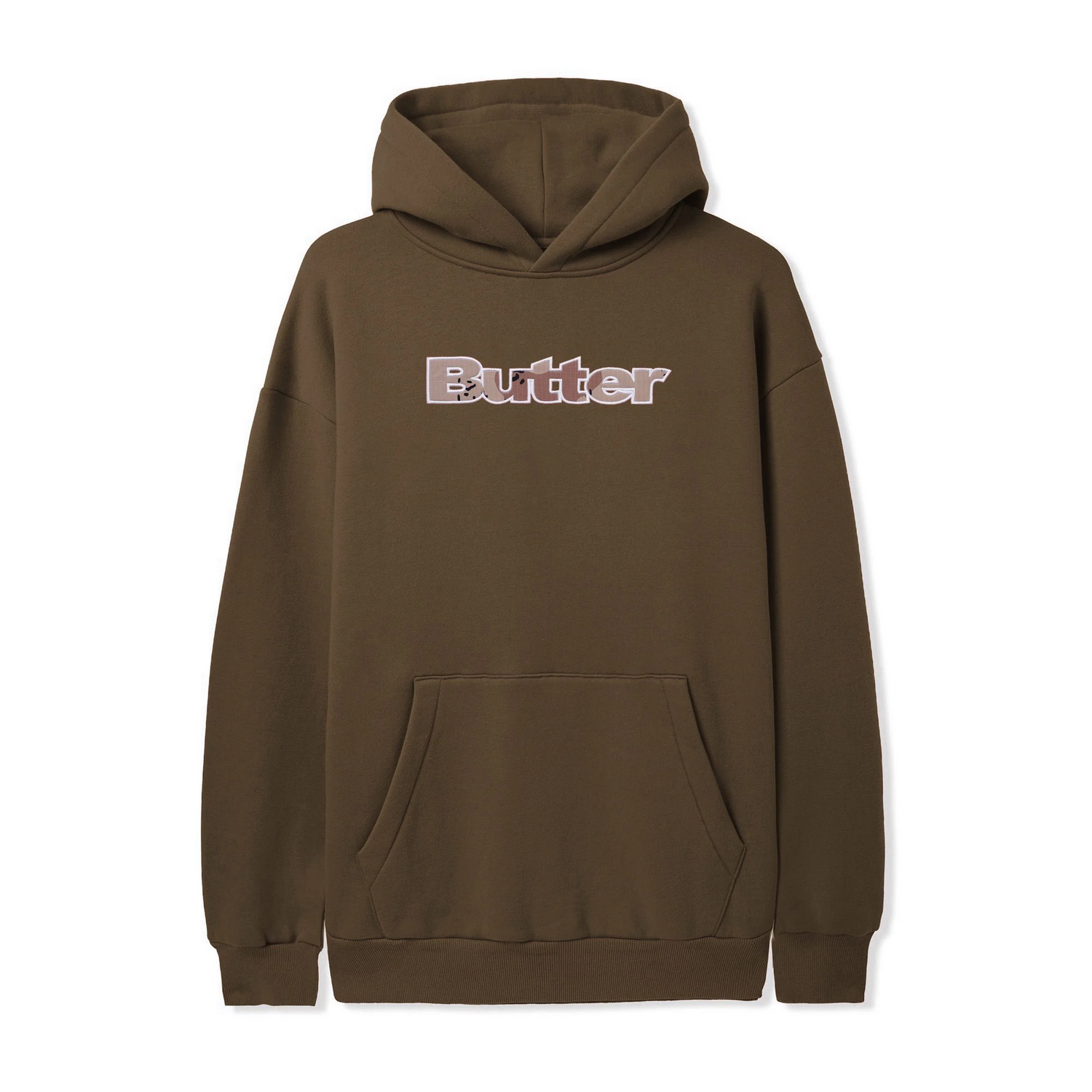 Logo Camo Applique Pullover Hood, Brown