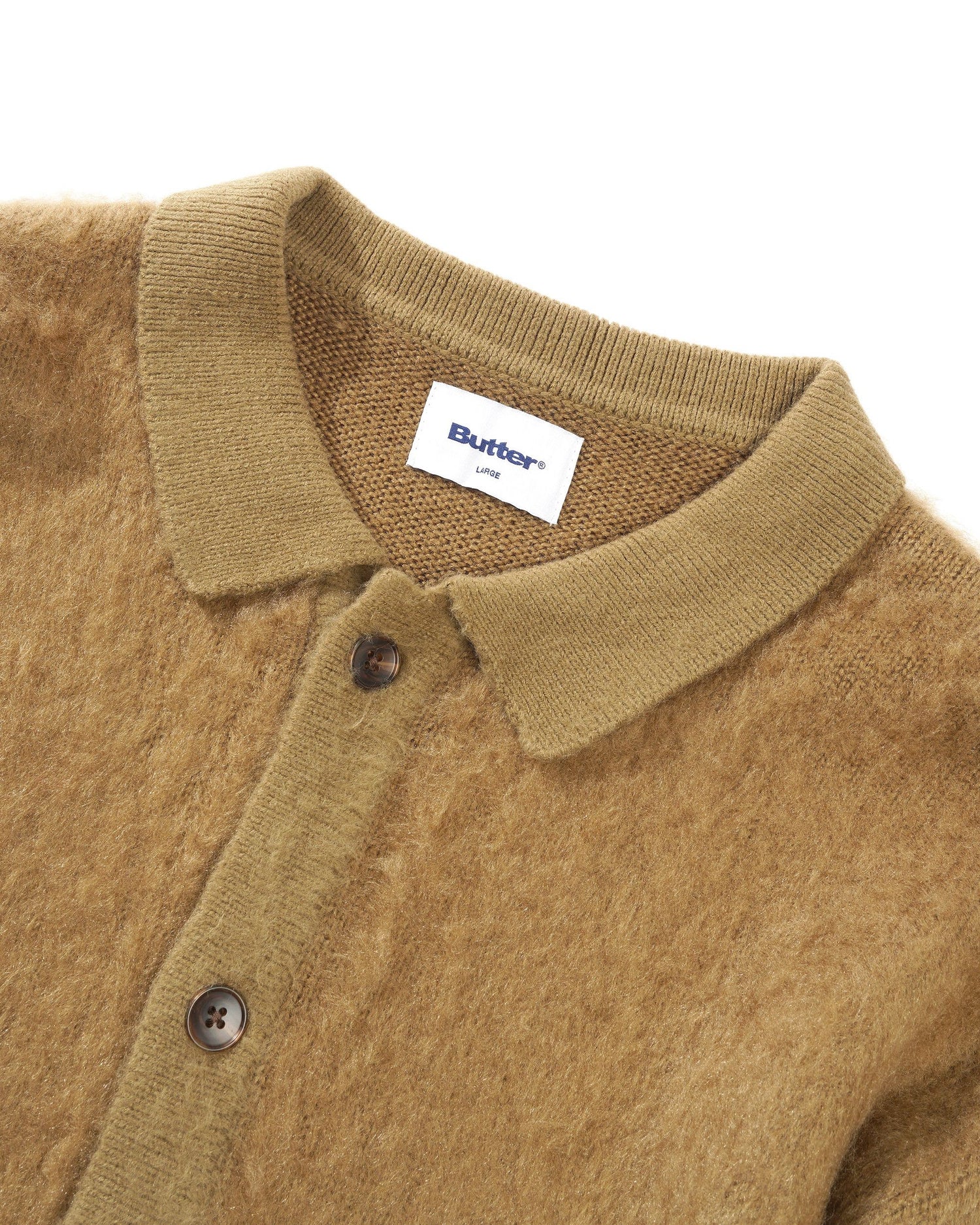 Mohair Button Up Knitted Shirt, Tan