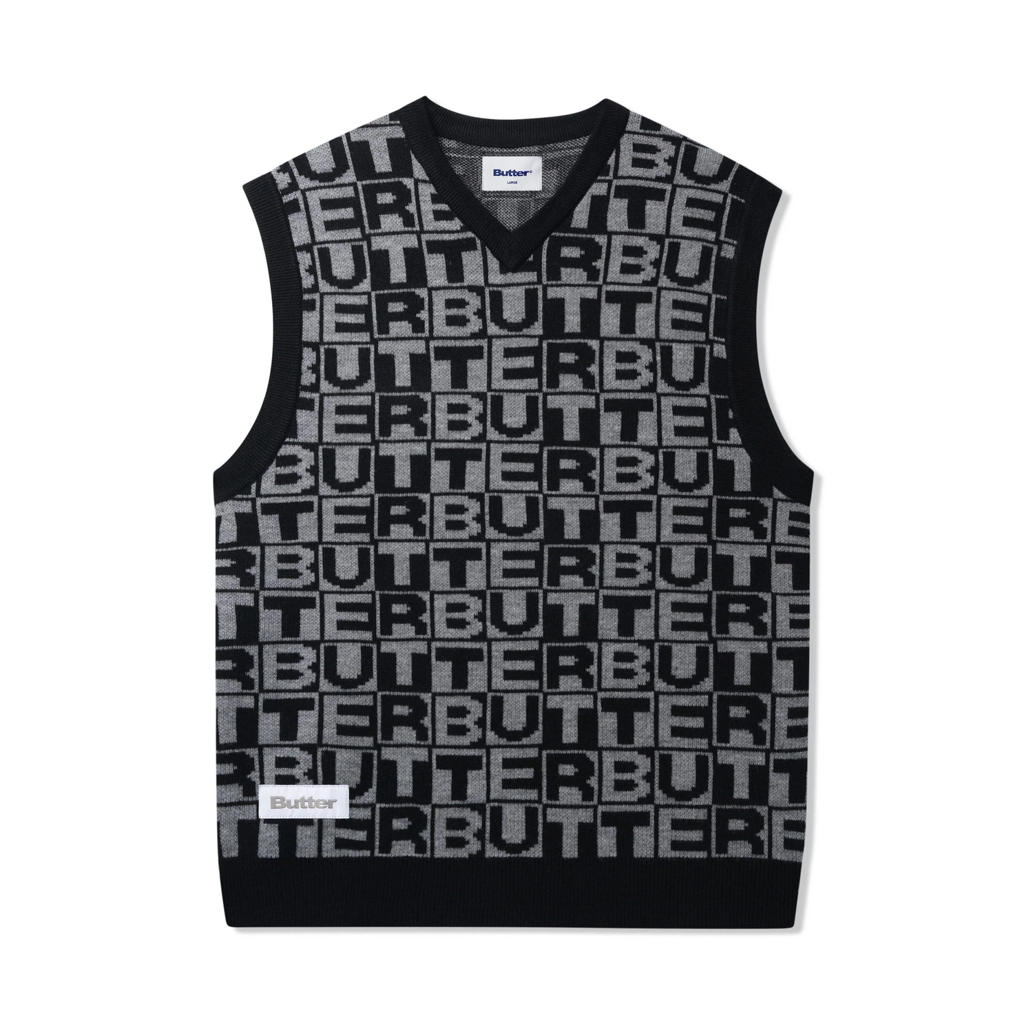 Tiles Knitted Vest, Black