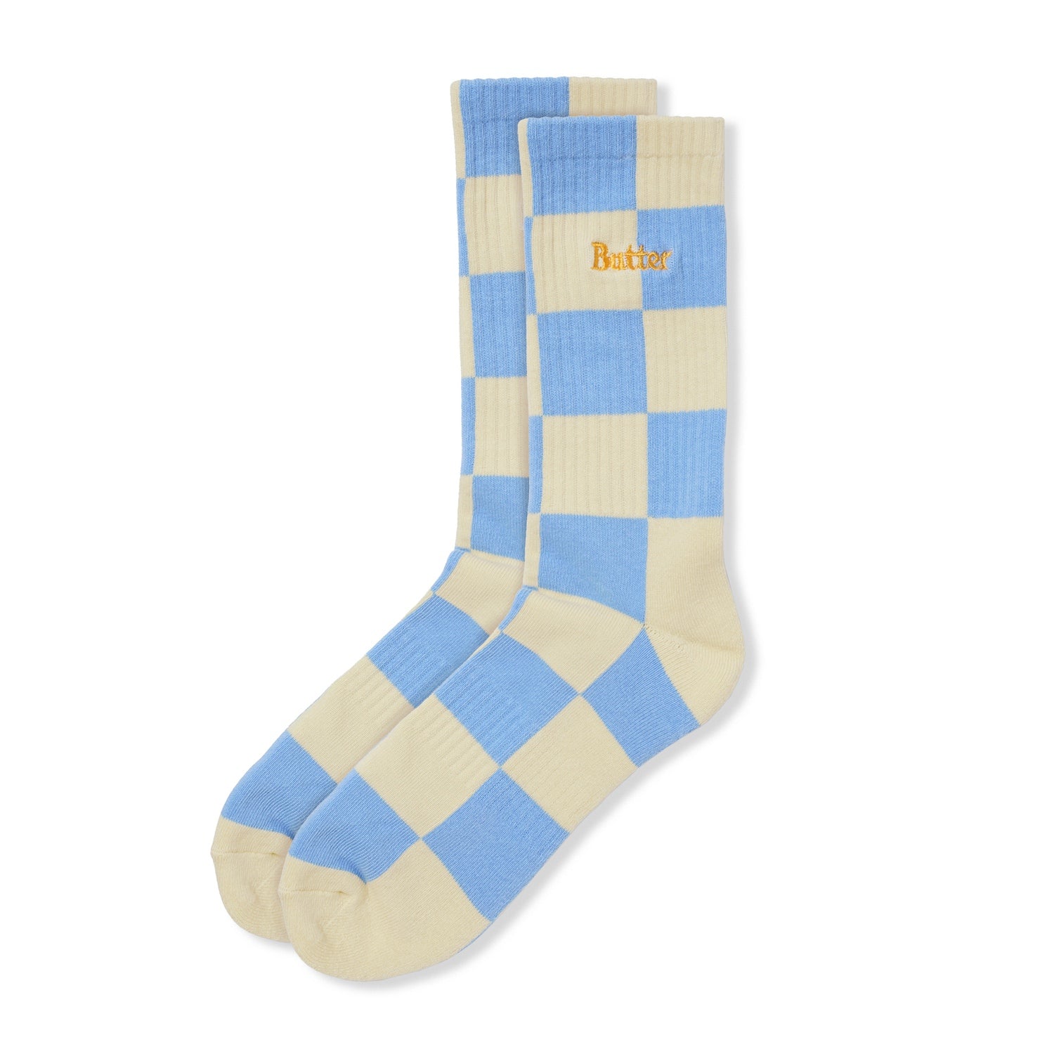Checkered Socks, Pale Blue