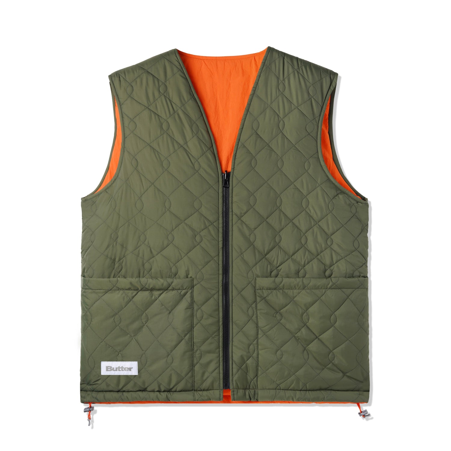 Chainlink Reversible Puffer Vest, Army / Orange