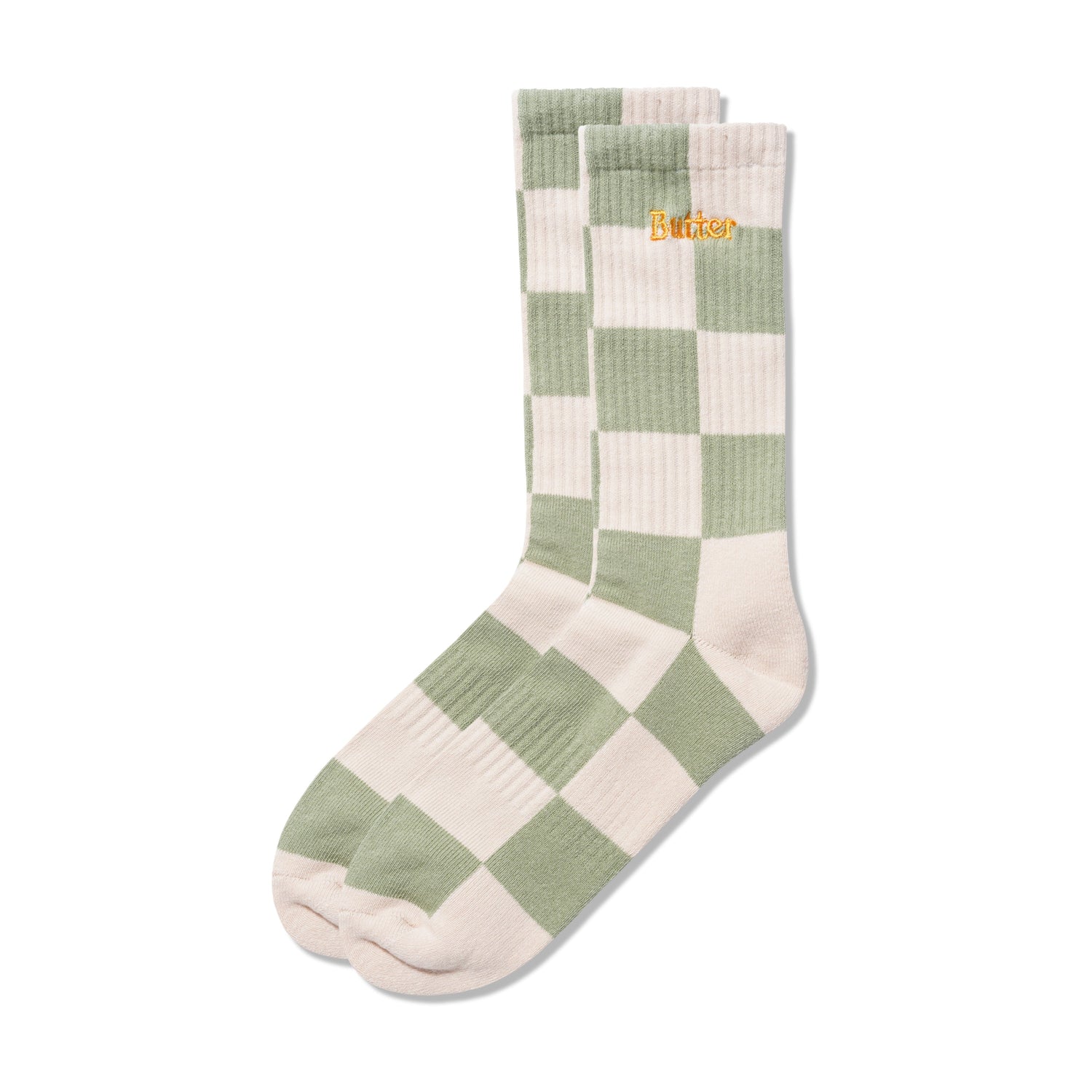 Checkered Socks, Cream / Sage